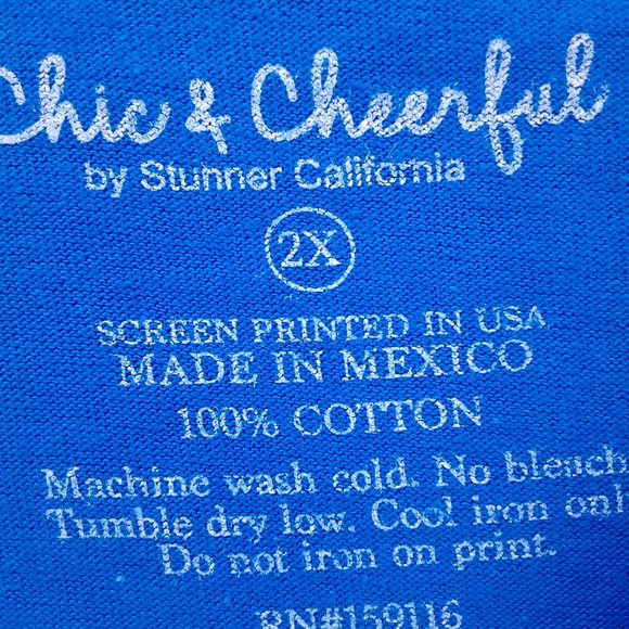 Positive Mind Vibes Life  Blue TShirt Chic & Cheerful Stunner California Size 2X - Picture 3 of 5